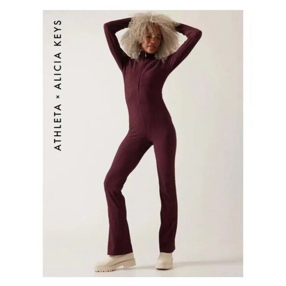 Athleta Pants - NWT Athleta x Alicia Keys Goddess Bodysuit, Maroon SIZE S #450639 X0919H